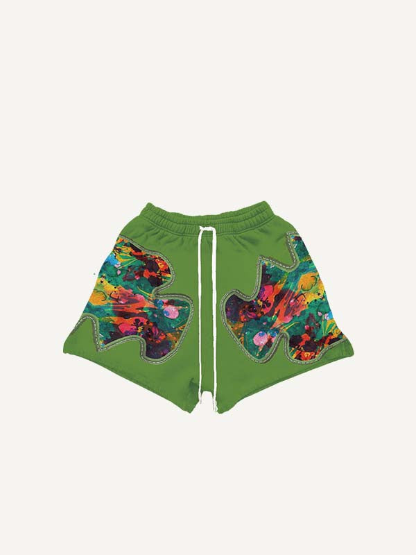 Graphic Faux Decal Print Drawstring Waist Shorts