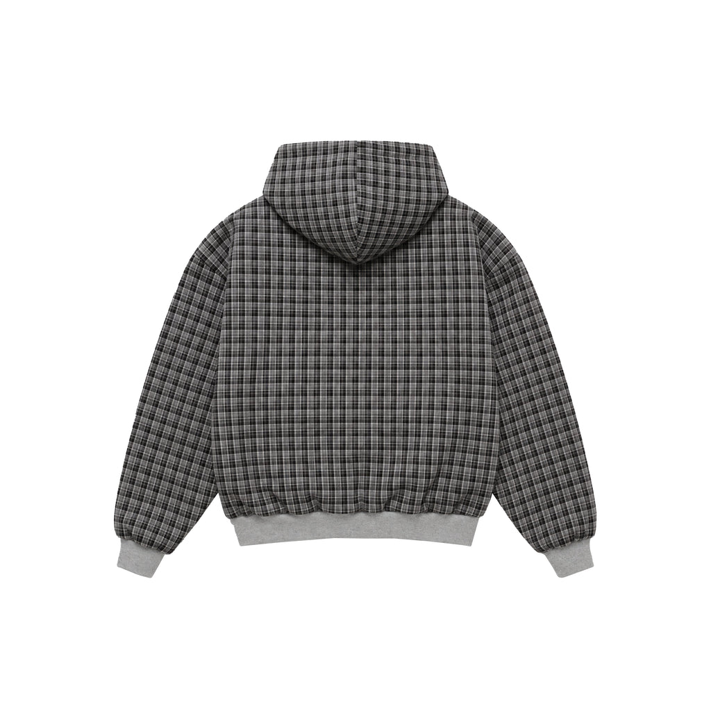 Sweat à capuche zippé réversible à carreaux V2 (gris foncé/anthracite)