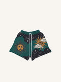 Sad Sun&Eye&Cloud&Graphic Print Drawstring Waist Shorts