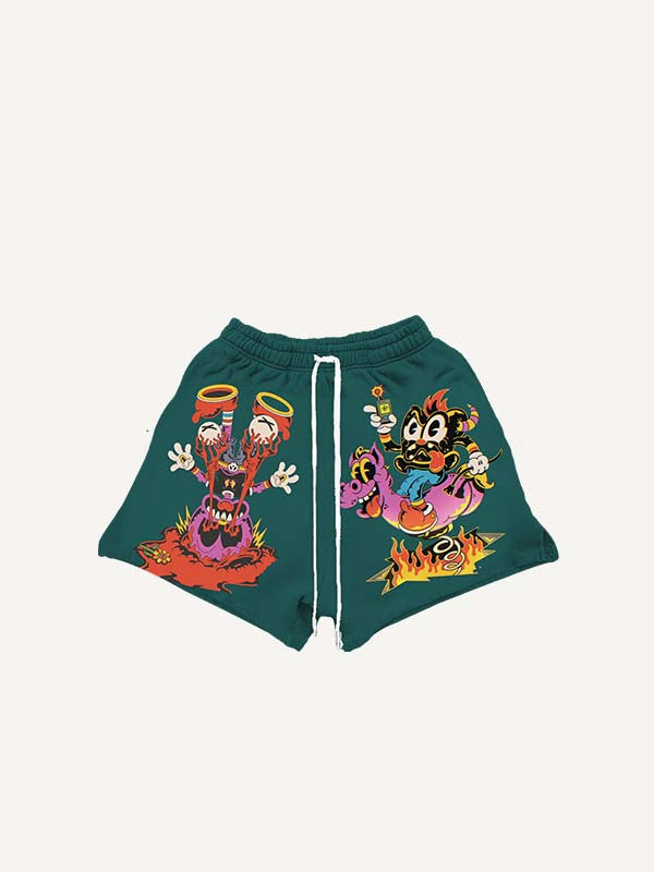 Pantaloncini con coulisse in vita e stampa grafica di figura e bulbo oculare