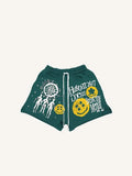 Shorts mit Smiley-Gesicht, Grafik- und Buchstabenprint sowie Kordelzug an der Taille