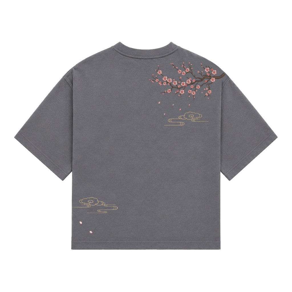 “Drifting Blossom” T-shirt - Charcoal