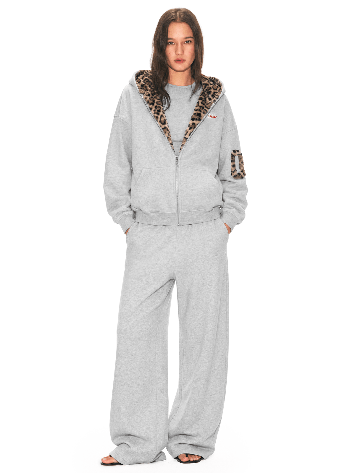 Wild hoodie met luipaardvoering en rits