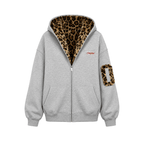 Wild Leopard-Lined Zip Hoodie