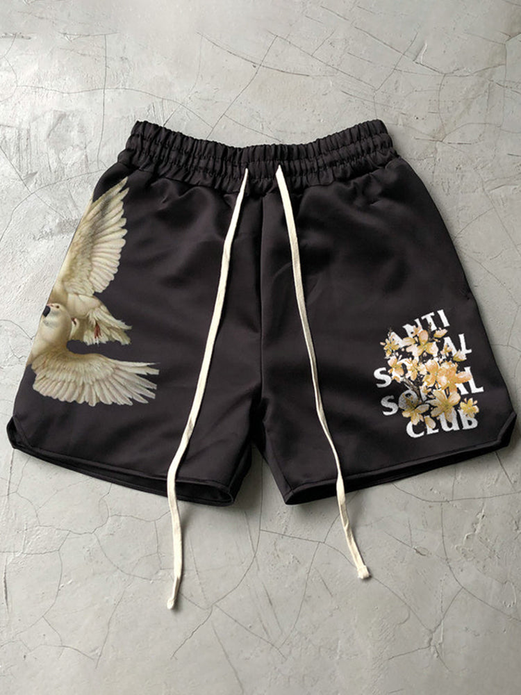 Vintage casual sports shorts met streetprint