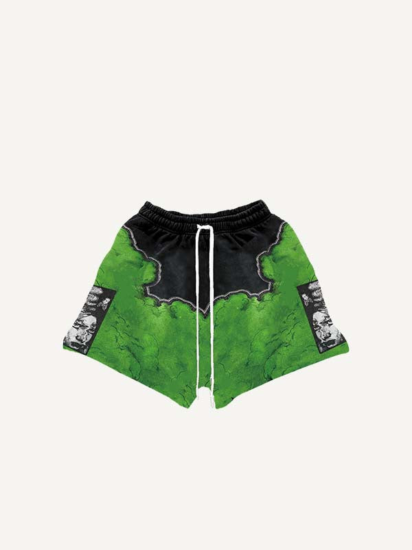 Colorblock Figure&Zombies&Graphic Faux Decal Print Drawstring Waist Shorts