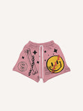 Shorts mit Kordelzug, Smiley-, Dämonen-, Grafik- und Buchstaben-Print