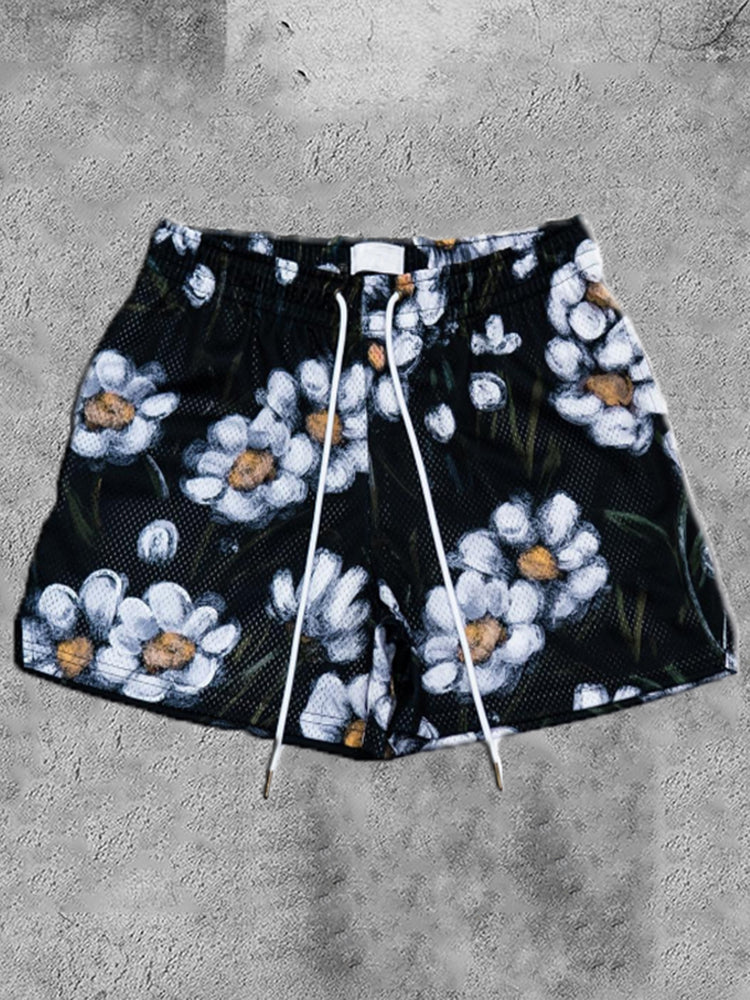 Shorts de mode urbaine à imprimé floral Hip Hop