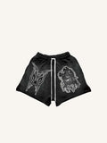 Shorts à taille cordon avec imprimé graphique « Black Panther » et lettre