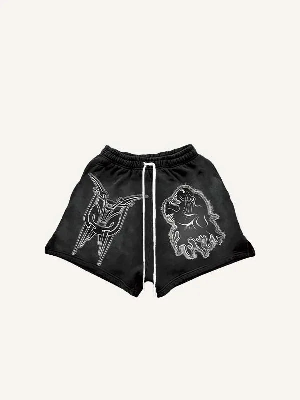 Shorts à taille cordon avec imprimé graphique « Black Panther » et lettre