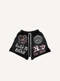 Shorts mit Kordelzug, Engel-, Herz- und Buchstaben-Print