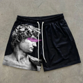 Pantalones cortos de malla con estampado de escultura retro