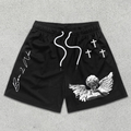 Angel Cross Print Mesh Shorts