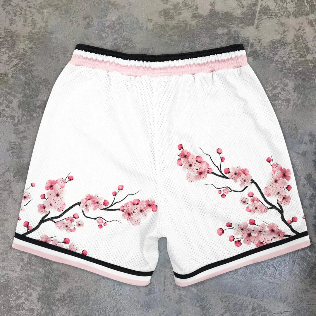 Casual modieuze losse mesh-sportshorts met bloemenkunstprint