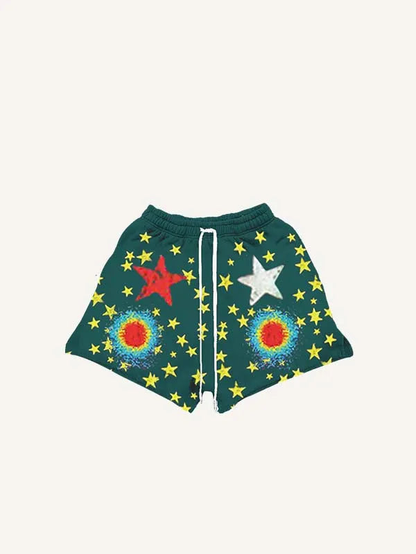 Shorts mit Sternen- und Grafikprint und Tunnelzug in der Taille
