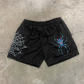 Spider Graphic Black Mesh Shorts