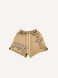 Cross Faux Decal Print Drawstring Waist Shorts
