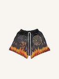 Pantaloncini con stampa animale e teschio e vita con coulisse