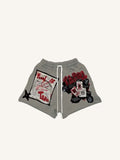 Shorts à cordon de serrage avec imprimé décalcomanie soleil, lettre et graphique