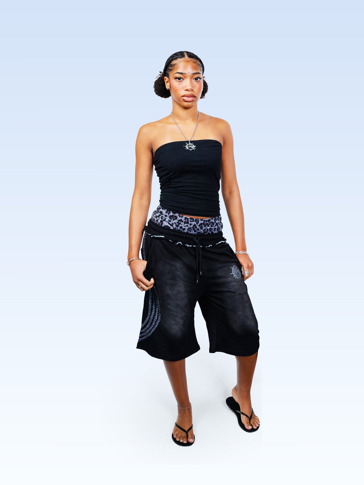 Black Leopard Sweatshorts