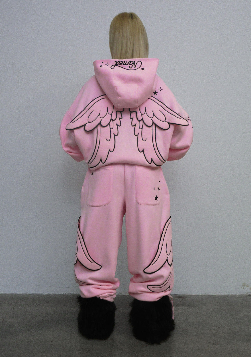 SWEAT À CAPUCHE STITCH WINGS ROSE BÉBÉ (AILES AMOVIBLES)