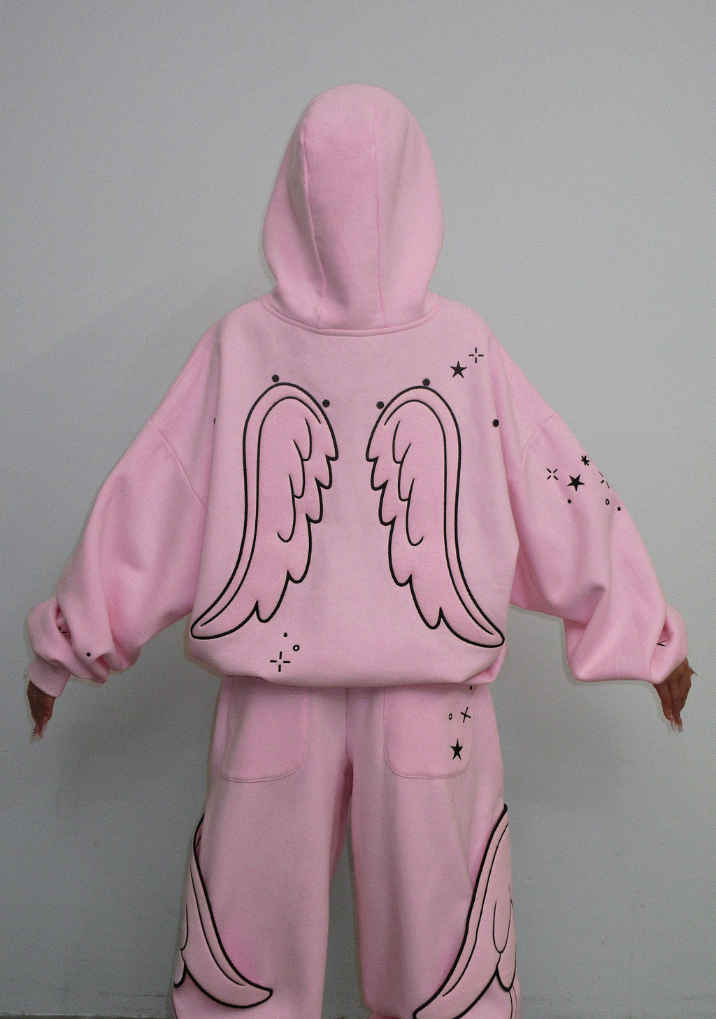 SWEAT À CAPUCHE STITCH WINGS ROSE BÉBÉ (AILES AMOVIBLES)