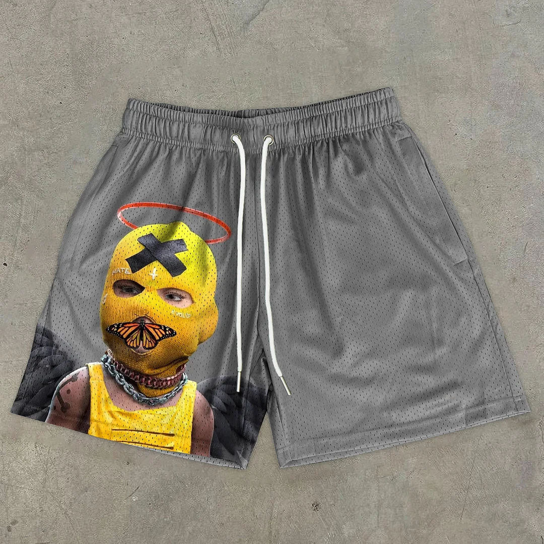Shorts de ville en mesh à motif décontracté