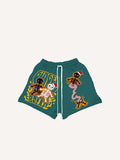 Shorts met skelet- en letterprint en trekkoord in de taille