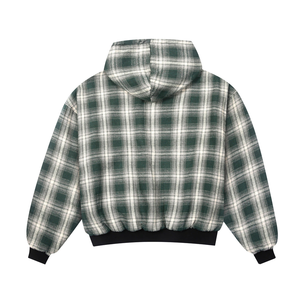 Reversible Plaid Zip-Hoodie V2（Black/Green）