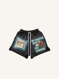 Shorts à taille cordon avec imprimé décalcomanie de bouteille de médicament et lettre