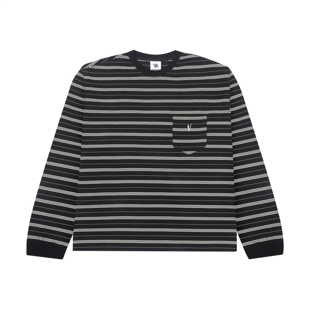 BLUZA W PASKI Z DŁUGIM RĘKAWEM - Czarny