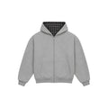 Sweat à capuche zippé réversible à carreaux V2 (gris foncé/anthracite)