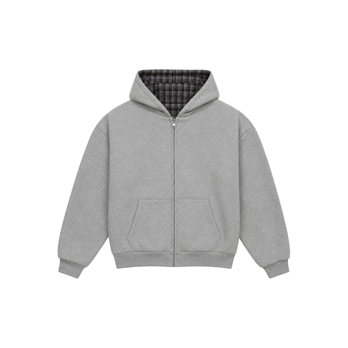 Reversible Plaid Zip-Hoodie V2 (Dark Grey/Charcoal )
