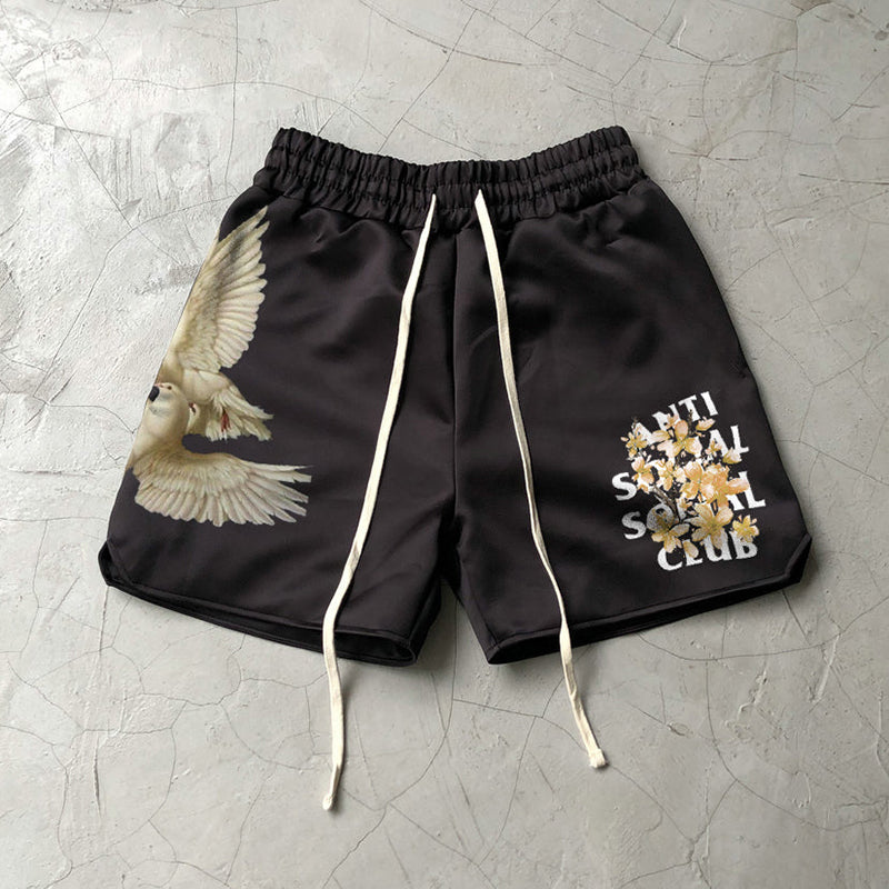 Vintage casual sports shorts met streetprint