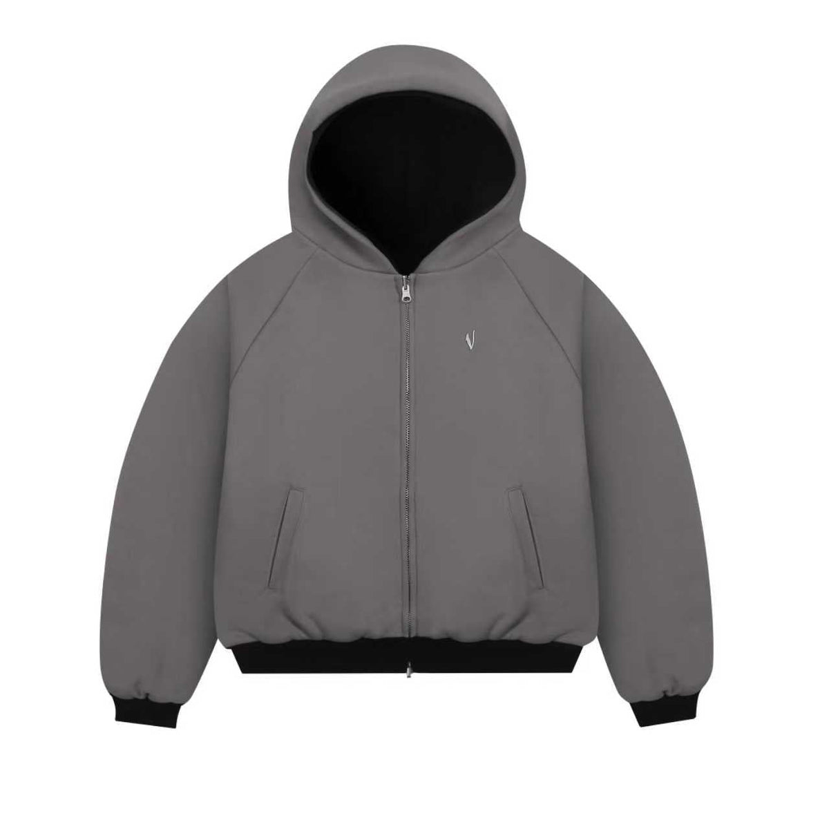 Reversible Double Hood Zip-Hoodie（Black/Grey）