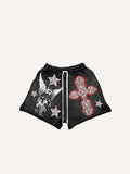 Shorts mit Kordelzug, Figur-, Flügel-, Kreuz-, Grafik- und Buchstabendruck