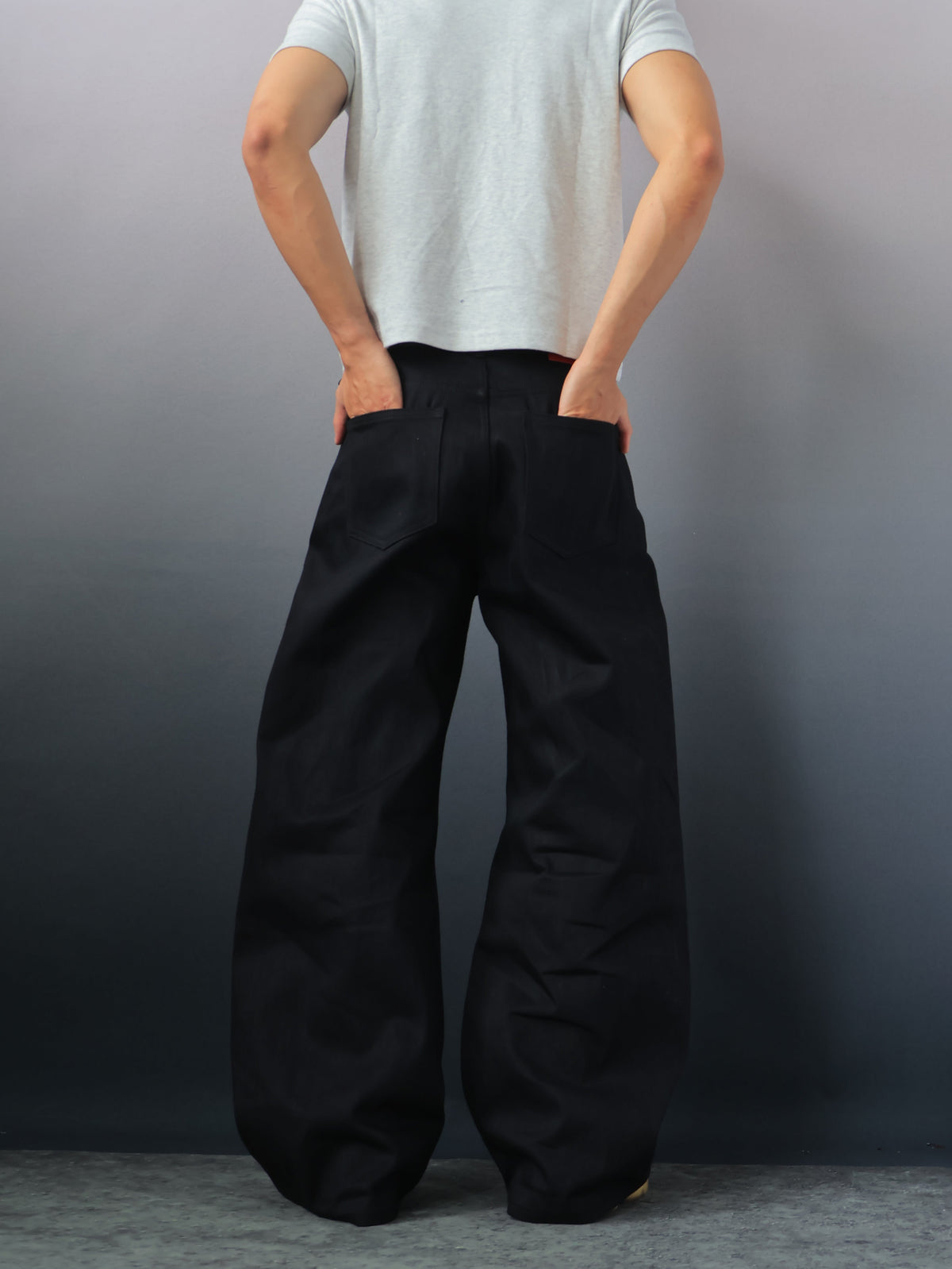 Onyxzwarte baggy denim