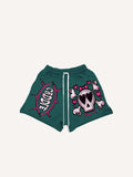 Shorts mit Totenkopf- und Herz-Print und Kordelzug am Bund