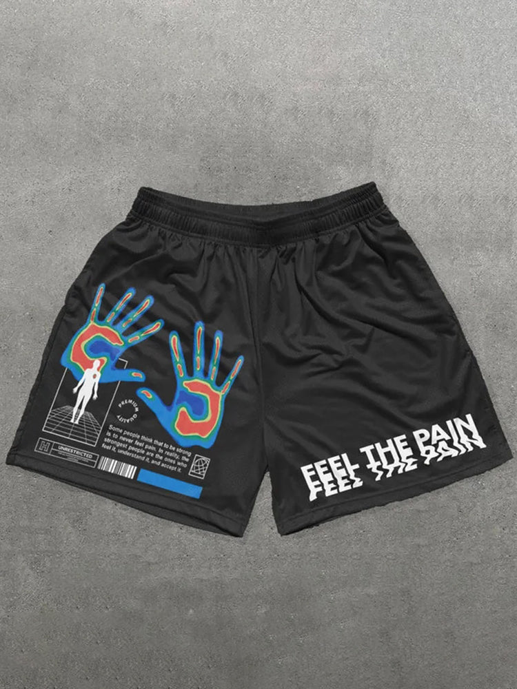 Shorts de malla estampados «Feel The Pain»