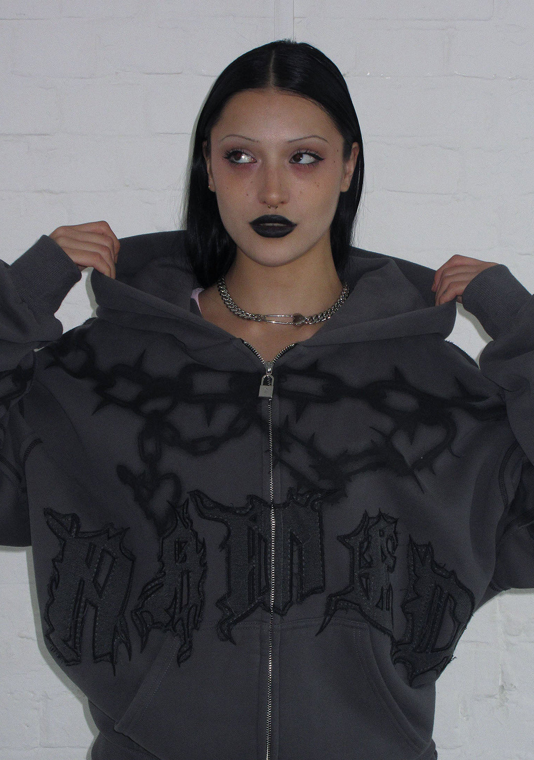 CHAINS ZIP-HOODIE CAST IRON