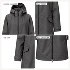 Water-Reactive Constellation Long Raincoat — Charcoal