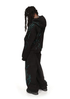 CRASH RHINESTONE OVERSIZED SWEATPANTS BLACK AND BLUE