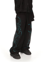 CRASH RHINESTONE OVERSIZED SWEATPANTS BLACK AND BLUE