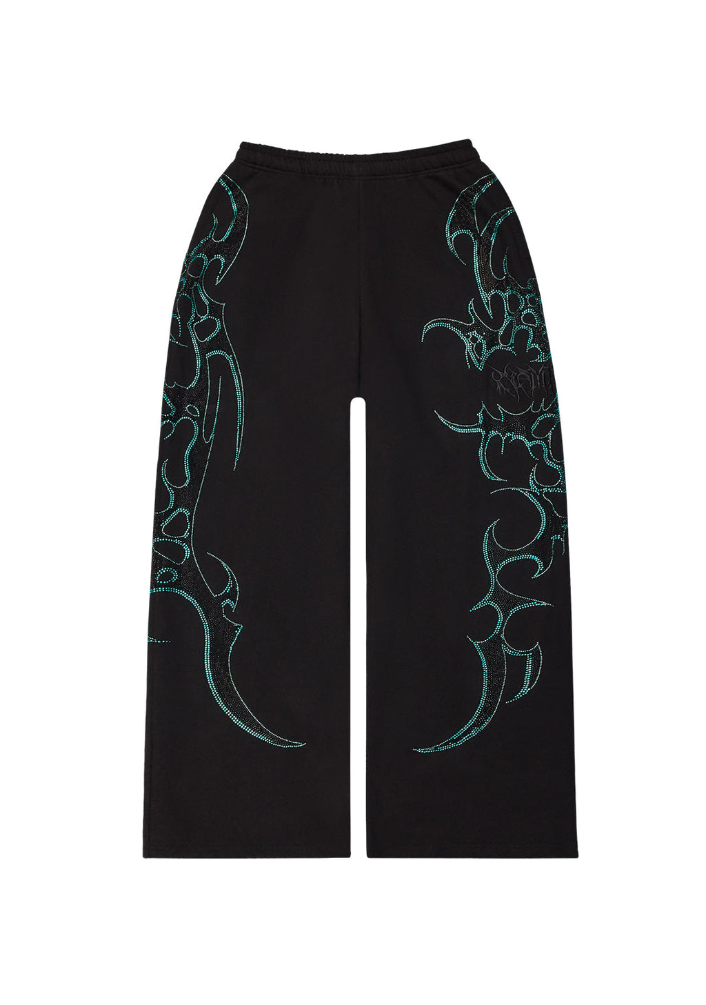 CRASH RHINESTONE OVERSIZED SWEATPANTS BLACK AND BLUE