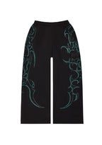 CRASH RHINESTONE OVERSIZED SWEATPANTS BLACK AND BLUE
