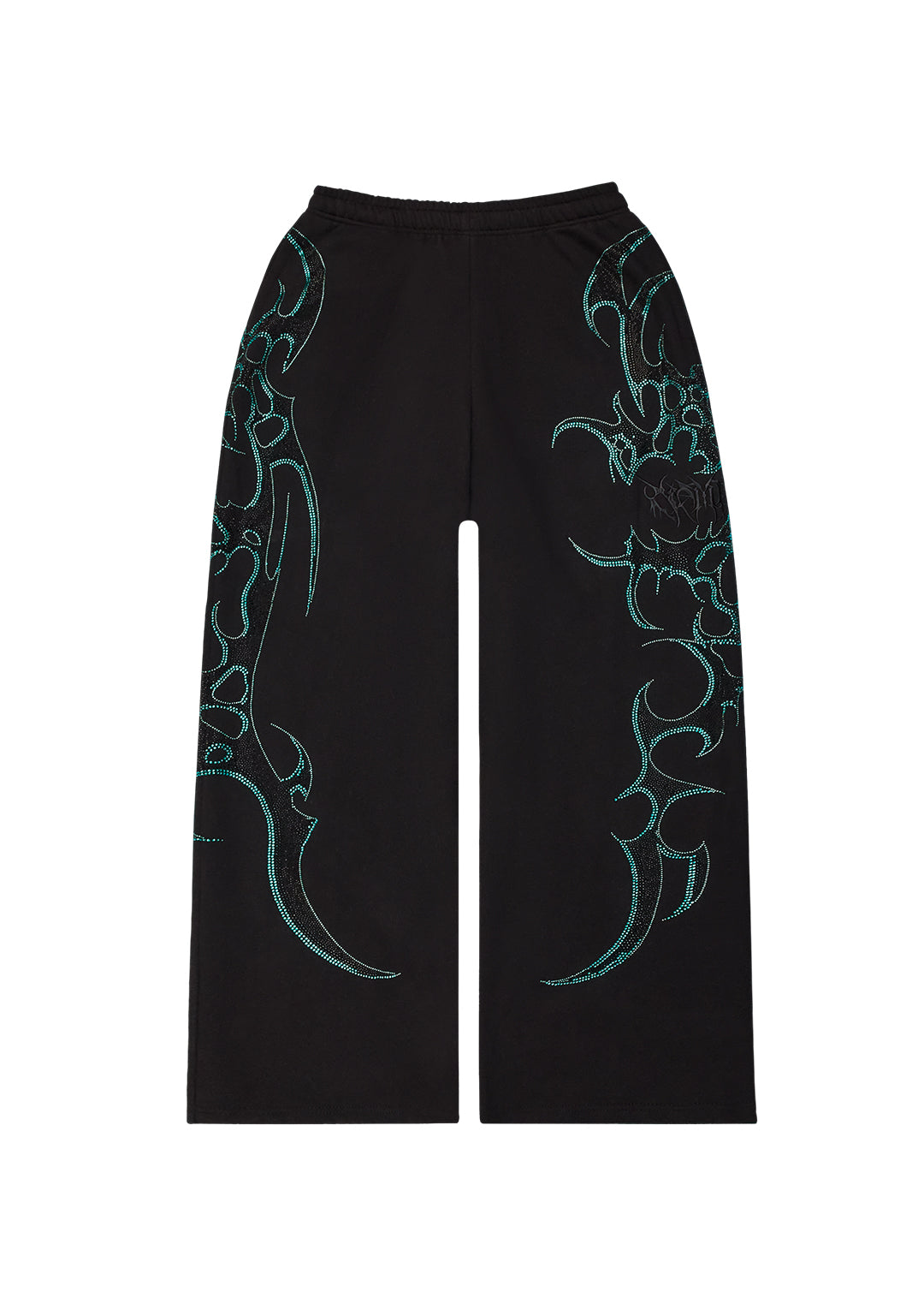 CRASH RHINESTONE OVERSIZED SWEATPANTS BLACK AND BLUE