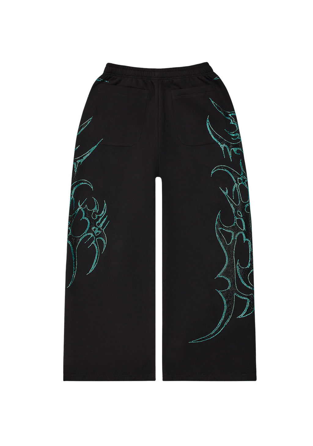 CRASH RHINESTONE OVERSIZED SWEATPANTS BLACK AND BLUE