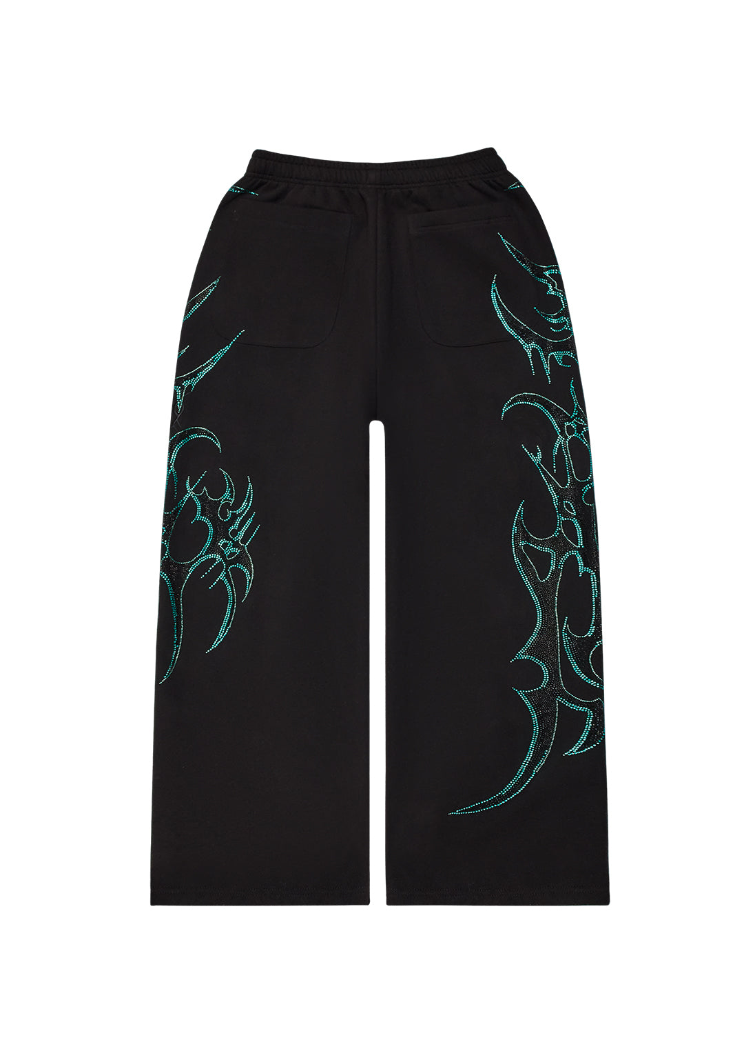 CRASH RHINESTONE OVERSIZED SWEATPANTS BLACK AND BLUE