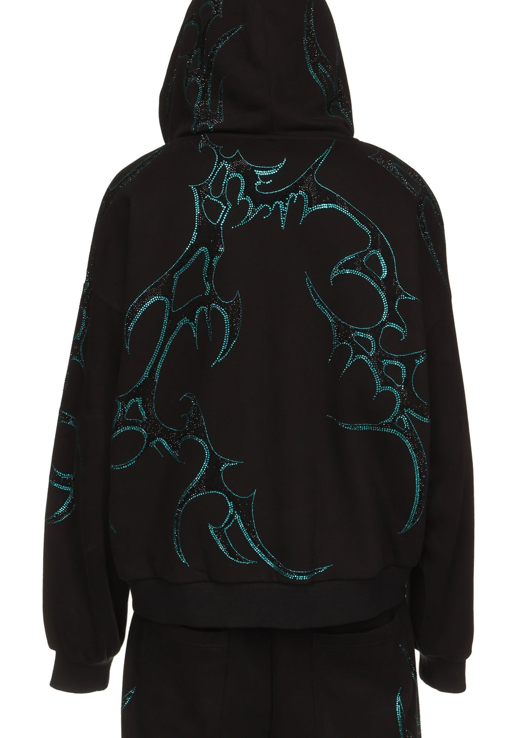 CRASH RHINESTONE ZIP HOODIE BLACK AND BLUE
