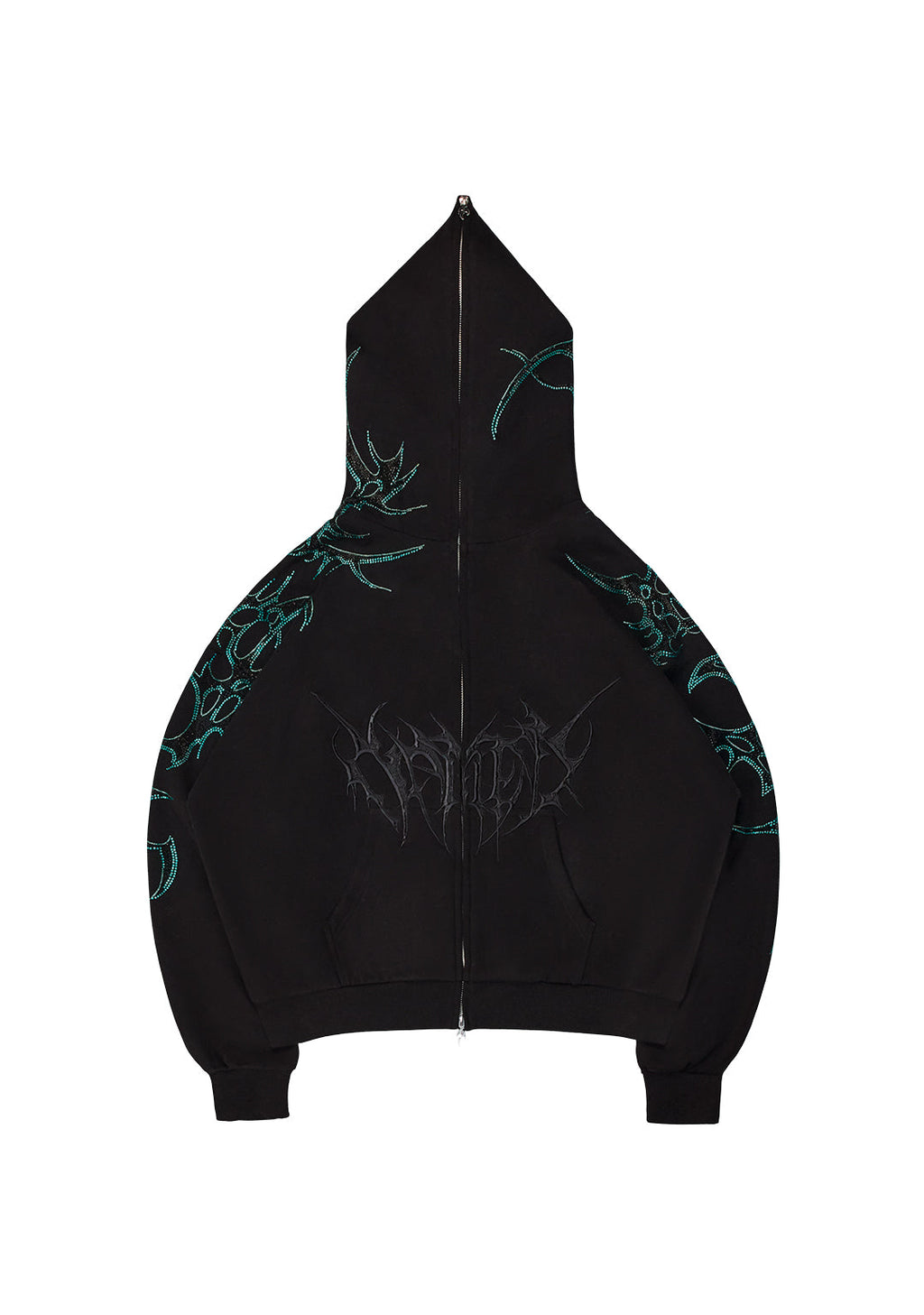 CRASH RHINESTONE ZIP HOODIE BLACK AND BLUE